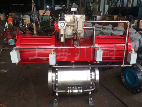 電廠用大口徑超高壓手動帶氣動球閥